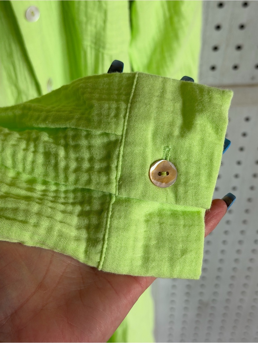 Linen-Texture Long Sleeve Maxi Dress in Neon Lime - Picture 4 of 8